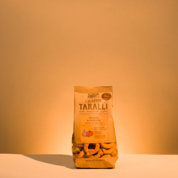 Taralli Pizza 350g Packung von PugliaSapori knuspriger Kräuter-Snack