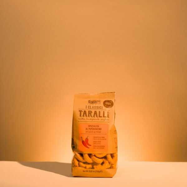 Taralli Peperoncino 350g Packung von PugliaSapori knuspriger italienischer Apéro-Snack